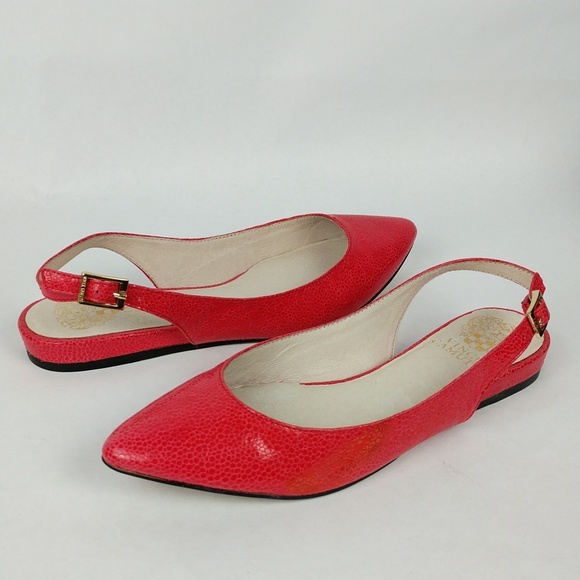 red flat slingbacks
